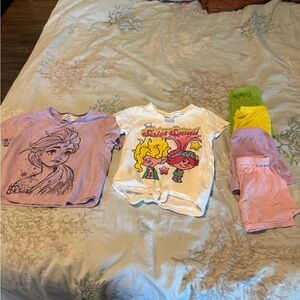 3T trolls and Elsa tshirts with 4 pairs dance shorts